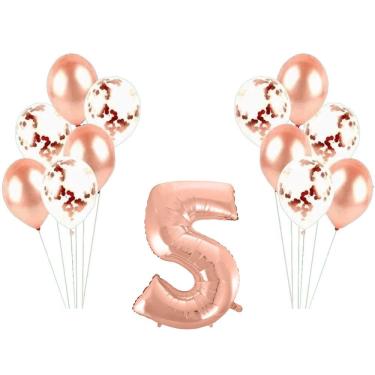Imagem de Kit Arranjo De Balões Número 5 Rose Gold - 13 Itens