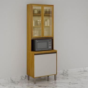 Imagem de Paneleiro Cristaleira Nala 2 Portas P Microondas Mobilihouse Cinamomo/off White