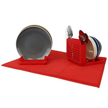 Imagem de Home Basics DR37033 Escorredor de pratos com fosco, 40 x 50 cm, vermelho