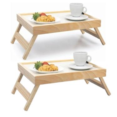 Imagem de Kit 2 Bandeja Mesa De Cafe Com Pezinhos Para Café Da Manhã na Cama e Sofá