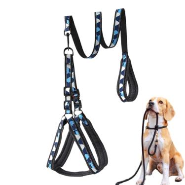 Imagem de Peitoral Para Cães Com Guia | Corda De Tração Refletiva Para Animais De Estimação | Arnês Ajustável E Respirável Com Coleira Para Cães De Grande E Médio Porte Adequado Para Treinamento