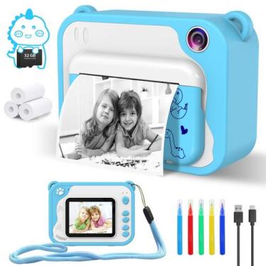 Imagem de Câmera infantil CHAKEYAKE Instant Print 20MP 1080P com cartão SD de 32