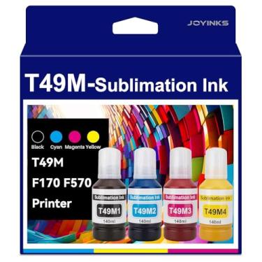 Imagem de Joyinks Tinta de sublimação T49M Autofill compatível com impressora de sublimação SureColor F170 F570 T49M1 T49M2 T49M3 T49M4 (sem ICC/anti-UV, pacote com 4)
