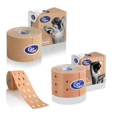 Imagem de Kit 2 Rolos Bandagem CureTape Tipo Kinesio Taping para Fisioterapia e 