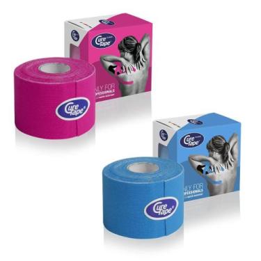 Imagem de Kit 2 Rolos Bandagem CureTape Tipo Kinesio Taping para Fisioterapia e 