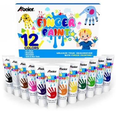 Imagem de Tinta a dedo ABEIER lavável para crianças pequenas 12 cores 36 mL