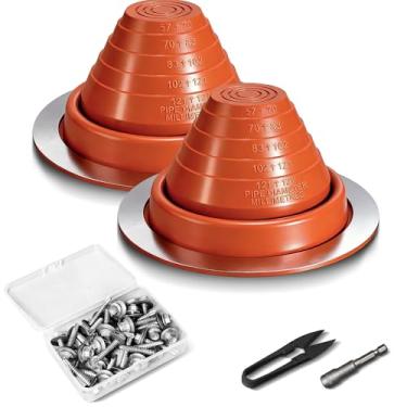Imagem de Kit de botas de telhado de metal piscando, kit de botas de telhado de tubo para casas se encaixa em tubos de 1/10.2 cm a 12.7 cm, macacos de silicone de alta temperatura incluem parafusos de telhado