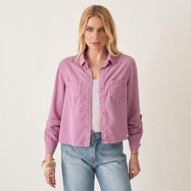 Imagem de Camisa Tencel Cropped Manga Longa - Bloom, Lilás violeta, PP
