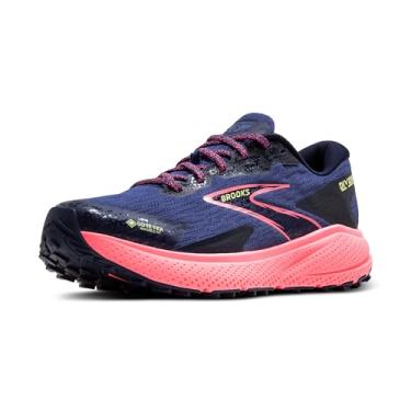 Imagem de Brooks Tênis de corrida feminino Divide 5 GTX impermeável para trilha, Cinza azul/rosa/limão, 40