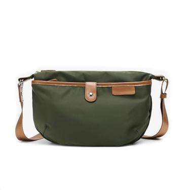 Imagem de Bolsa tiracolo casual moderna bolsa de viagem bolsa transversal de nylon leve bolsa transversal bolsa crescente para mulheres e homens, Verde militar, Moda casual versátil