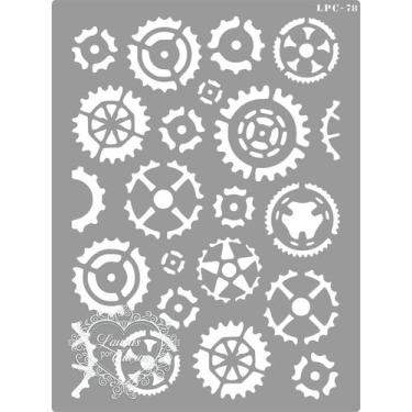 Imagem de Stencil Estampa Engrenagens - 20x15cm - Ref. 78 - STENCILMARINALOUCAS