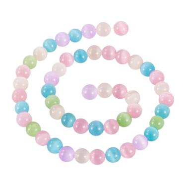 Imagem de Magibeads 48 peças de contas de vidro olho de gato de 8 mm para pulseiras redondas coloridas de cristal pequenas contas Kandi fofas para artesanato, chaveiro faça você mesmo, suprimentos para