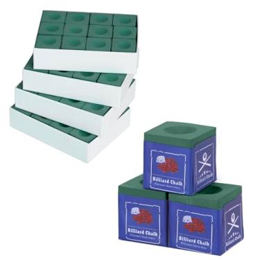 Imagem de Kmise Giz profissional para taco de piscina, 12 filhotes/48 filhotes, com caixa de armazenamento, pó fino, 4 cores, giz de taco de bilhar adequado para cada tamanho de ponta de taco (ciano, pacote com