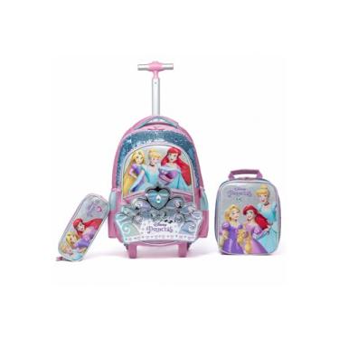 Imagem de Kit Mochila Lancheira Estojo Princesas Rodinha Disney
