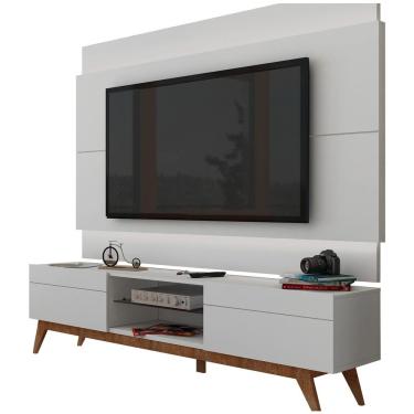 Imagem de Rack Com Painel Para Tv 55 Polegadas Branco Classic 2g 1.8 Com Led - Imcal Móveis