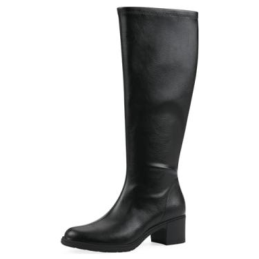 Imagem de Cliffs by White Mountain Bota feminina de cano alto com salto bloco acolchoado Humbert, Preto/liso, 8 XX-Wide
