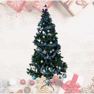 Imagem de Árvore de Natal Artificial Premium, Verde, 2,40m x 1,20m, 1400 Galhos em PVC e Ferro, Base Retrátil com Parafusos de Fixação, Ideal para Decoração Residencial e Comercial