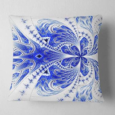 Imagem de Design simétrico macio azul fractal flor floral sala de estar, sofá, almofada de alta qualidade + capa de almofada impressa em ambos os lados 66 cm x 66 cm