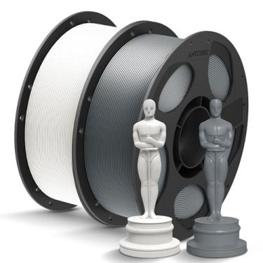 Imagem de ANYCUBIC Pacote de filamento de impressora 3D PLA+, RFID PLA Plus 1,75 mm precisão dimensional +/- 0,02 mm, serve para a maioria das impressoras 3D FDM, carretel de 1 kg, 2 kg branco + cinza