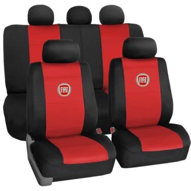 Imagem de capas para banco de carro couro fiat uno palio cor preto com vermelho azul bege cinza grafite rosa todos ano e modelo (preto e vermelho)