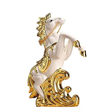 Imagem de Ceramic Horse Sculpture, Animal Sculpture Ornament Decorative Art Craft Horse Figurine Horse Statue for Bedroom Shelf Table Decor Gift/787