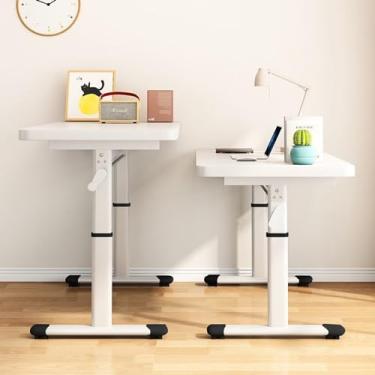 Imagem de HGTRH Mesa de trabalho ajustável em madeira maciça, mesa de pé e assento Tampo de mesa Altura ajustável Mesa de computador Escritório com alta capacidade de carga