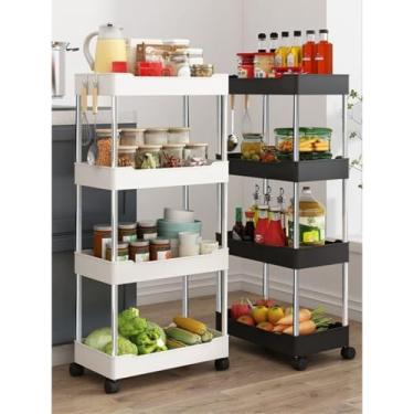 Imagem de Armário Carrinho Organizador Com 4 Camadas Com Rodinhas Cozinha Banheiro Quarto Lavanderia(Aleatorio,KIT COM 3 (P + M + G))