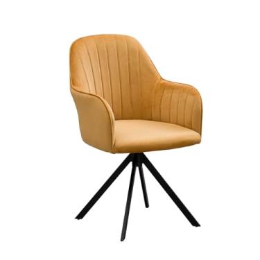 Imagem de Cadeiras de jantar giratórias, cadeira estofada com apoio de braço e encosto, pernas de metal, cadeira de veludo para sala de estar e cozinha, 1 peça