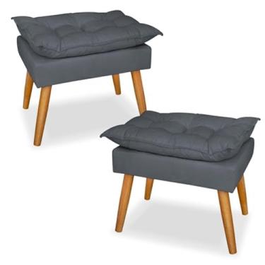 Imagem de Kit 2 Puff Decorativo Opala Bege – Puff Apoio para Pés Estofado Moderno para Sala, Quarto e Amamentação(cinza)