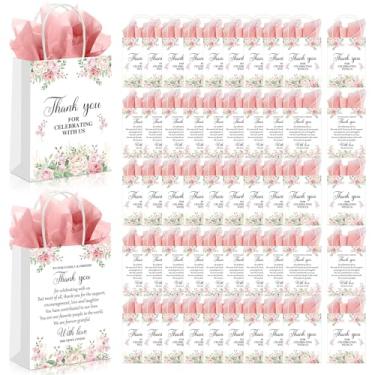 Imagem de party greeting 50 peças de sacos de presente de casamento com papel de seda sacos de papel de embrulho de boas-vindas com alça para convidados de casamento, obrigado por celebrar conosco noivado de