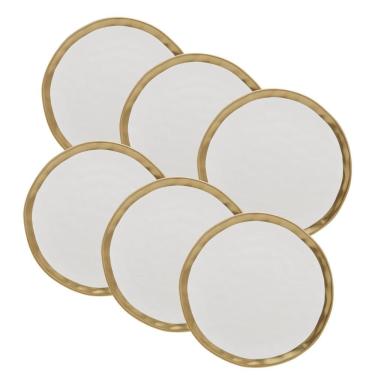 Imagem de Conjunto de Pratos Rasos 06 Peças Dubai Branco e Dourado 25,5cm Wolff