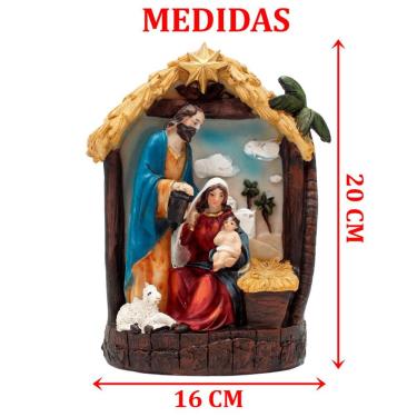 Imagem de Presépio Nascimento Jesus Sagrada Família Manjedoura De 20cm