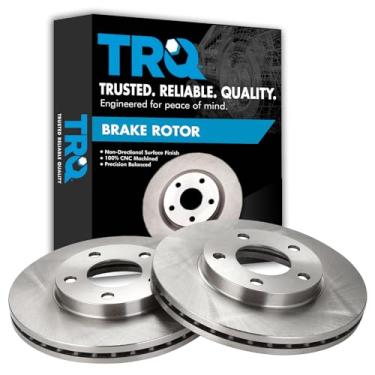 Imagem de TRQ Conjunto de par de rotores de freio a disco dianteiro para Ford Mustang GT e V6 3.8L 1994-2004 apenas modelos