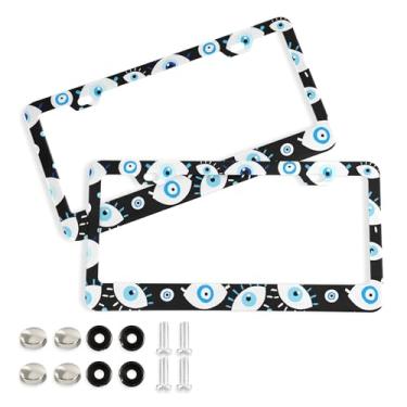 Imagem de SEHANY Molduras para placa de carro que tudo vêem, moldura de placa de carro de alumínio à prova de ferrugem com furos e parafusos elípticos serve para acessórios de carro de tamanho padrão de