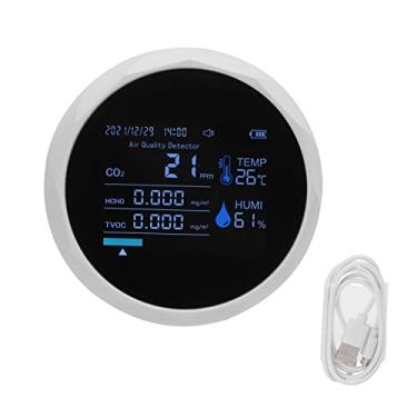 Imagem de Monitor de CO2 Detector de dióxido de carbono 7 em 1 Qualidade do ar inteligente Temperatura Umidade Medidor TVOC Sensor para home office Monitoramento da qualidade do ar interno (Branca)