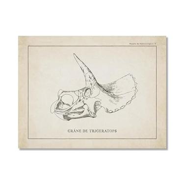 Imagem de Arte de parede de esqueleto de dinossauro vintage, paleontologia, pôsteres em tela, fósseis de dinossauro, impressões artísticas, esboços, fotos, decoração de quarto de menino (SKU2,20,3 x 30,5 cm =