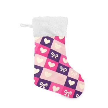 Imagem de Blueangle Pacote com 2 meias de Natal com fita quadriculada de 17,7 polegadas para decorações de festas de fim de ano, suportes de presente e meias (22)