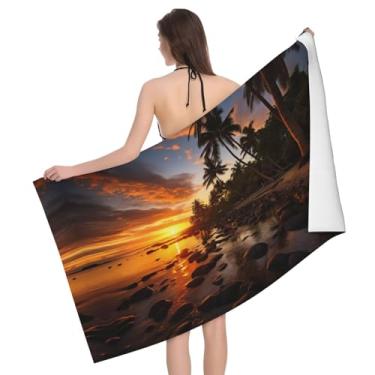 Imagem de XLLingL Dusk Coconut Trees Print Toalhas de banheiro leves e absorventes, toalhas corporais de luxo, toalhas esportivas, toalhas de ioga, toalhas de spa