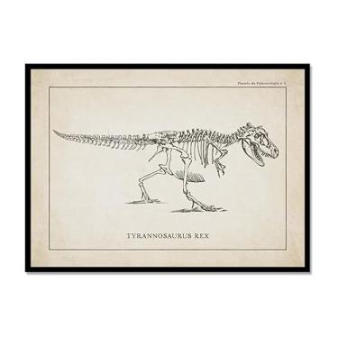 Imagem de Arte de parede de esqueleto de dinossauro vintage, paleontologia, pôsteres em tela, fósseis de dinossauro, impressões artísticas, esboços, fotos, decoração de quarto de menino (SKU1,8 x 30,5 cm = (20
