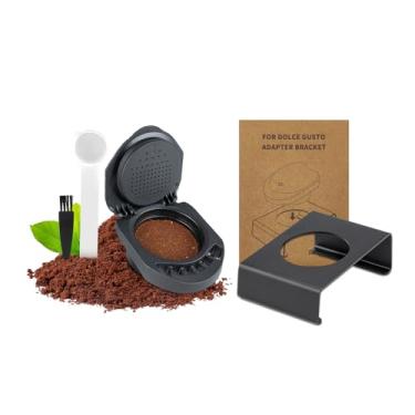 Imagem de FOVNOT Adaptador de cápsula reutilizável para Dolce Gusto, conversor de cápsula de café recarregável com suporte adaptador para Piccolo XS/EDG 305/EDG 606.S/Genio S