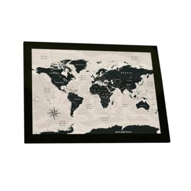 Imagem de Quadro Decorativo Mapa Mundi Preto Branco Paises Decoração Poster Quarto Sala