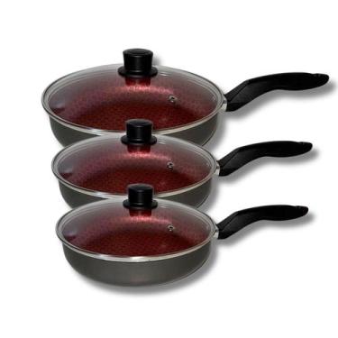 Imagem de Conjunto Frigideira Funda Rotoprint C Tampa 3 Peças 18 20 22, Preto, V