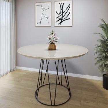 Imagem de Mesa de Jantar 110cm Tampo MDF Laqueado/Vidro Dubai - Mais Decor
