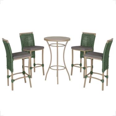 Imagem de Mesa Bistro E 4 Banquetas Roma Fendi Corda Náutica 11 Verde