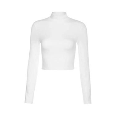 Imagem de Camiseta Feminina De Algodão Com Bandagem, Sem Costas, Manga Longa, Va