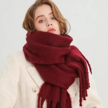 Imagem de Cachecol De Inverno Feminino Em Cashmere, Manta Quente E Macia, Xale L