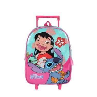 Imagem de Mini Mochila Rodinhas Creche Escolar Lilo Stitch Disney, Pink