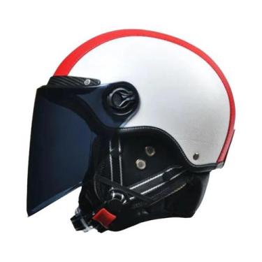 Imagem de Capacete De Couro Vintage Para Motociclistas Masculinos Com Viseira Ha
