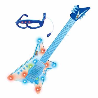 Imagem de Guitarra Infantil com Óculos e Mic - Rock Show - Azul - DM Toys