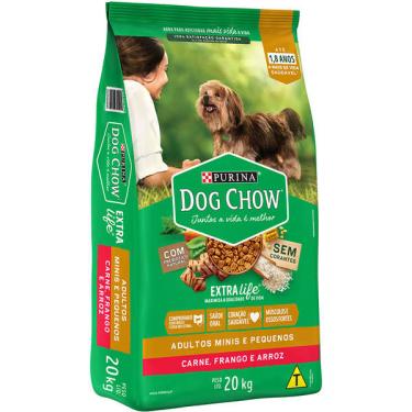 Imagem de Ração Seca Nestlé Purina Dog Chow Extra Life Cães Adultos Carne, Frango e Arroz Raças Mini e Pequenas - 20 Kg
